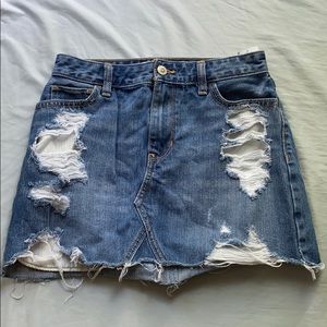 Hollister high rise distressed jean skirt